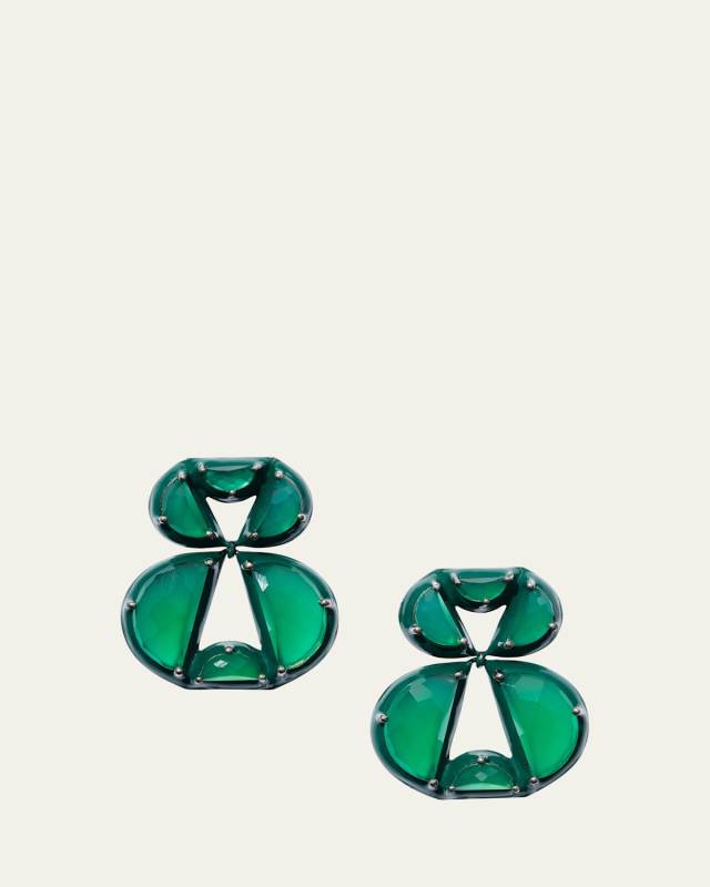 Infinity Enameled Green Onyx Earrings
